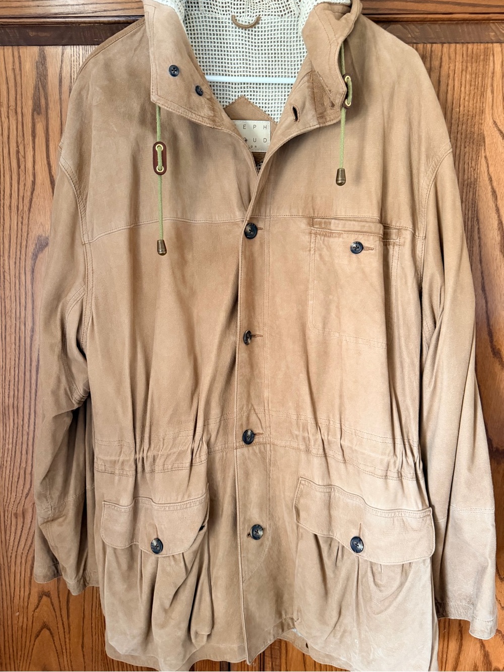 Lightweight Tan Hooded Shirt Jacket - Suede Utility Style